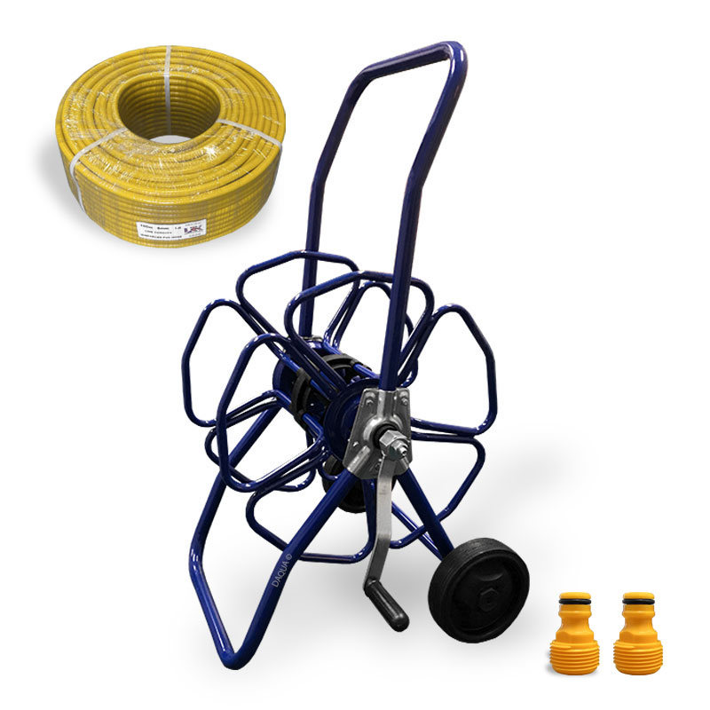 Metal Hose Reel, Hose and Fittings